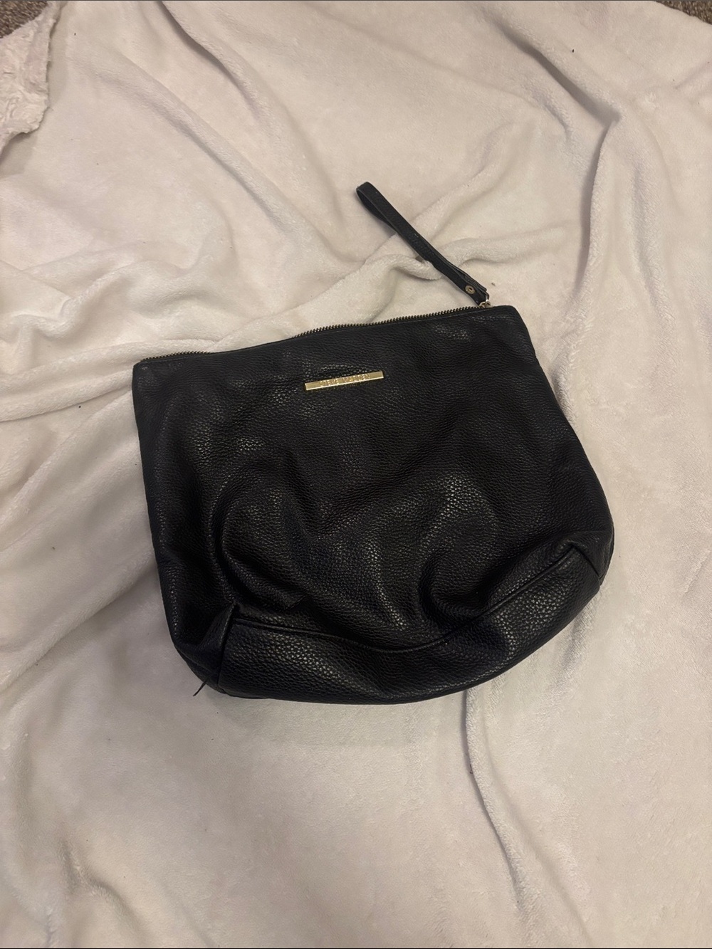 Black Leather Wristlet Clutch